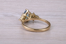 Load image into Gallery viewer, Pear Drop Aquamarine and Diamond set 18ct Yellow Gold Ring, Total 1.61ct Gemstone Weight