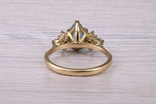 Load image into Gallery viewer, Pear Drop Aquamarine and Diamond set 18ct Yellow Gold Ring, Total 1.61ct Gemstone Weight