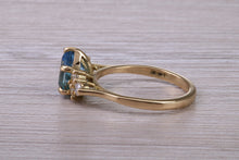 Load image into Gallery viewer, Pear Drop Aquamarine and Diamond set 18ct Yellow Gold Ring, Total 1.61ct Gemstone Weight