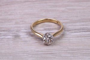 65 Points Natural Round cut Diamond set 18ct Yellow Gold and Platinum Solitaire