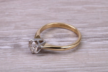 Load image into Gallery viewer, 65 Points Natural Round cut Diamond set 18ct Yellow Gold and Platinum Solitaire