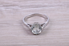 Load image into Gallery viewer, 1.50ct Green Amethyst and Diamond set Platinum Ring