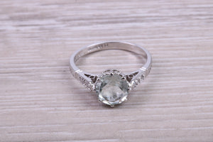 1.50ct Green Amethyst and Diamond set Platinum Ring