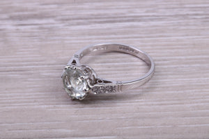 1.50ct Green Amethyst and Diamond set Platinum Ring