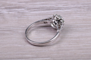 1.50ct Green Amethyst and Diamond set Platinum Ring