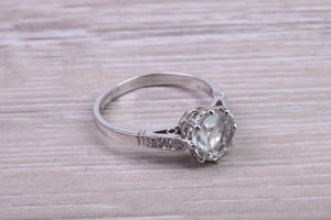 1.50ct Green Amethyst and Diamond set Platinum Ring