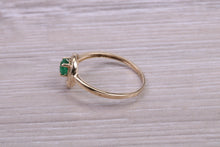 Load image into Gallery viewer, Dainty Round cut Emerald set Yellow Gold Ring