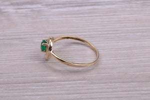 Dainty Round cut Emerald set Yellow Gold Ring