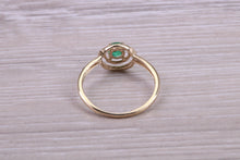 Load image into Gallery viewer, Dainty Round cut Emerald set Yellow Gold Ring