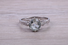 Load image into Gallery viewer, 1.50ct Green Amethyst and Diamond set Platinum Ring