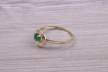 Load image into Gallery viewer, Dainty Round cut Emerald set Yellow Gold Ring