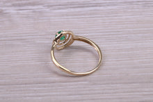 Load image into Gallery viewer, Dainty Round cut Emerald set Yellow Gold Ring