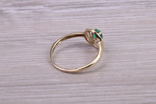 Load image into Gallery viewer, Dainty Round cut Emerald set Yellow Gold Ring