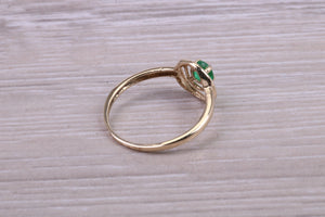 Dainty Round cut Emerald set Yellow Gold Ring