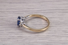 Load image into Gallery viewer, Traditional Sapphire and Diamond Two Tone Trilogy Ring, Made From 18ct Yellow and White Gold