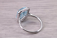 Load image into Gallery viewer, Large 4.57 carat Aquamarine and 0.60ct Diamond set 18ct White Gold Ring