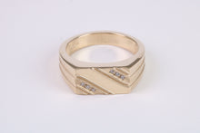 Load image into Gallery viewer, Chunky Diamond set Solid Yellow Gold Signet Ring