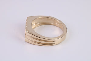 Chunky Diamond set Solid Yellow Gold Signet Ring