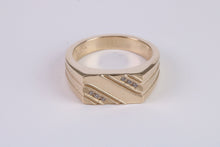 Load image into Gallery viewer, Chunky Diamond set Solid Yellow Gold Signet Ring