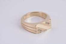Load image into Gallery viewer, Chunky Diamond set Solid Yellow Gold Signet Ring