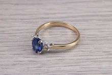 Load image into Gallery viewer, Traditional Sapphire and Diamond Two Tone Trilogy Ring, Made From 18ct Yellow and White Gold