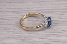 Load image into Gallery viewer, Traditional Sapphire and Diamond Two Tone Trilogy Ring, Made From 18ct Yellow and White Gold