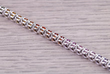 Load image into Gallery viewer, Seven carats Multi Coloured Natural Sapphire set Solid White Gold Tennis Bracelet, All Real Rainbow Coloured Sapphires, British Hallmarked