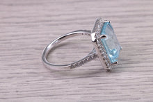 Load image into Gallery viewer, Large 4.57 carat Aquamarine and 0.60ct Diamond set 18ct White Gold Ring