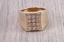 Load image into Gallery viewer, Half carat set Chunky and Very Dressy Gents Natural Diamond set Signet Ring, Made From Solid Yellow Gold, British Hallmarked