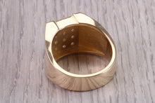 Load image into Gallery viewer, Half carat set Chunky and Very Dressy Gents Natural Diamond set Signet Ring, Made From Solid Yellow Gold, British Hallmarked