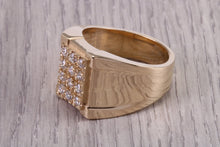 Load image into Gallery viewer, Half carat set Chunky and Very Dressy Gents Natural Diamond set Signet Ring, Made From Solid Yellow Gold, British Hallmarked