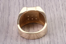 Load image into Gallery viewer, Half carat set Chunky and Very Dressy Gents Natural Diamond set Signet Ring, Made From Solid Yellow Gold, British Hallmarked