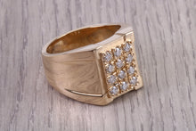 Load image into Gallery viewer, Half carat set Chunky and Very Dressy Gents Natural Diamond set Signet Ring, Made From Solid Yellow Gold, British Hallmarked