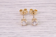 Load image into Gallery viewer, Over Half carat Natural F VS 1 Graded Diamond Solitaire set 18ct Yellow Gold Stud Earrings, British Hallmarked